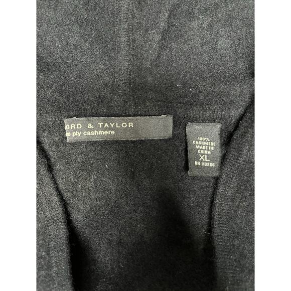 Lord & Taylor 100% Cashmere Hoodie Sweater Black Women’s XL, Kangaroo Pocket - Picture 2 of 4